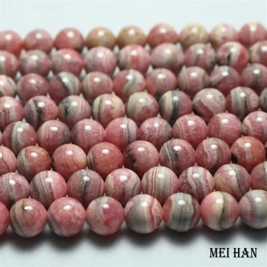 Meihan Natural 9-9 3mm Rhodochrosite 1 Strand slät runda lösa pärlor för smycken som gör design CX2008152360