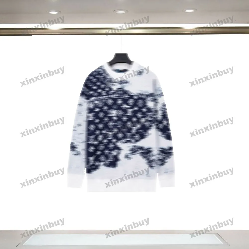 xinxinbuy Men designer Hoodie Sweatshirt letter Cashew Gradient Jacquard long sleeve women blue Black white XS-2XL