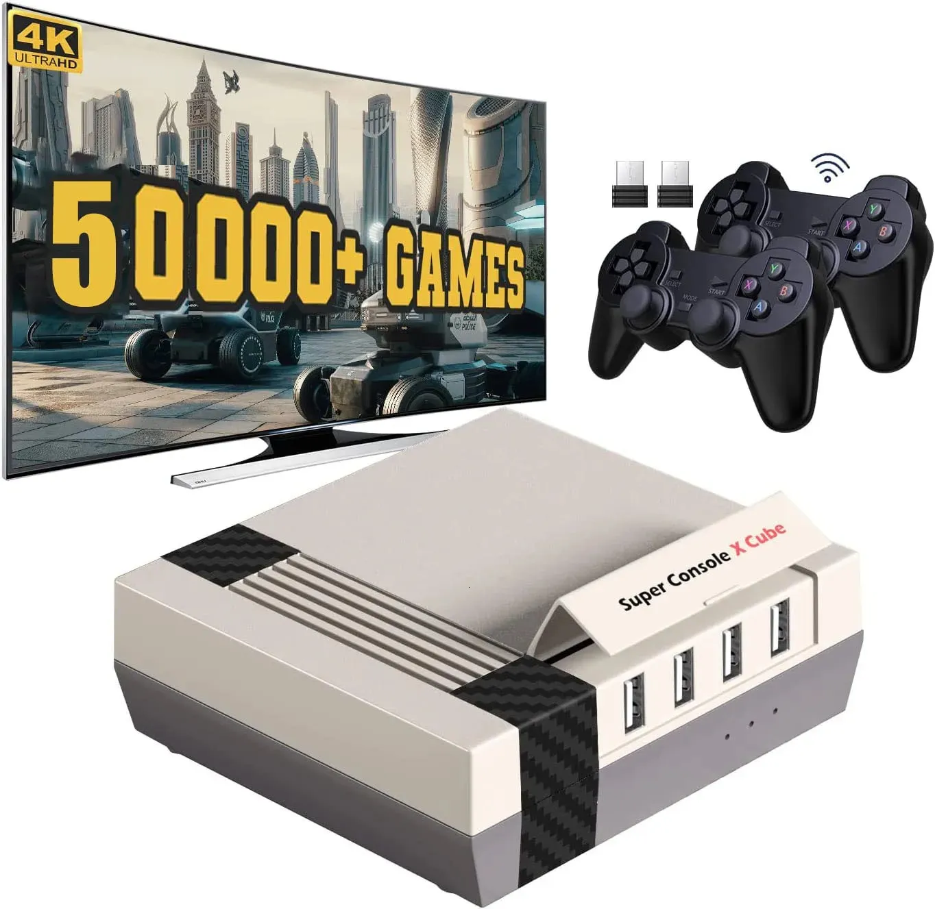 وحدة التحكم في الألعاب joysticks kinhank ألعاب الفيديو لوحات التحكم Super Console x Cube Retro Game مع 60 000 ألعاب كلاسيكية متوافقة مع PSP/PS1/DC إلخ 231025