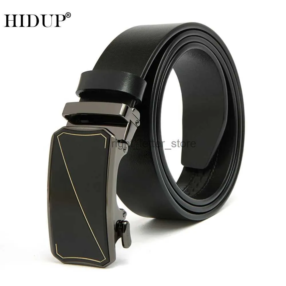 Belts HIDUP New Arrival Top Quality Solid Pure Cow Genuine Leather Ratchet Automatic Male Belt Formal Business Styles 35mm Width YQ231026