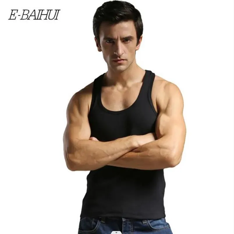 E-BAIHUI Vest Bodybuilding Mens Tank Tops Cotton Casual Man Top Tees Undershirt Fashion Vest men's underclothing B001235o