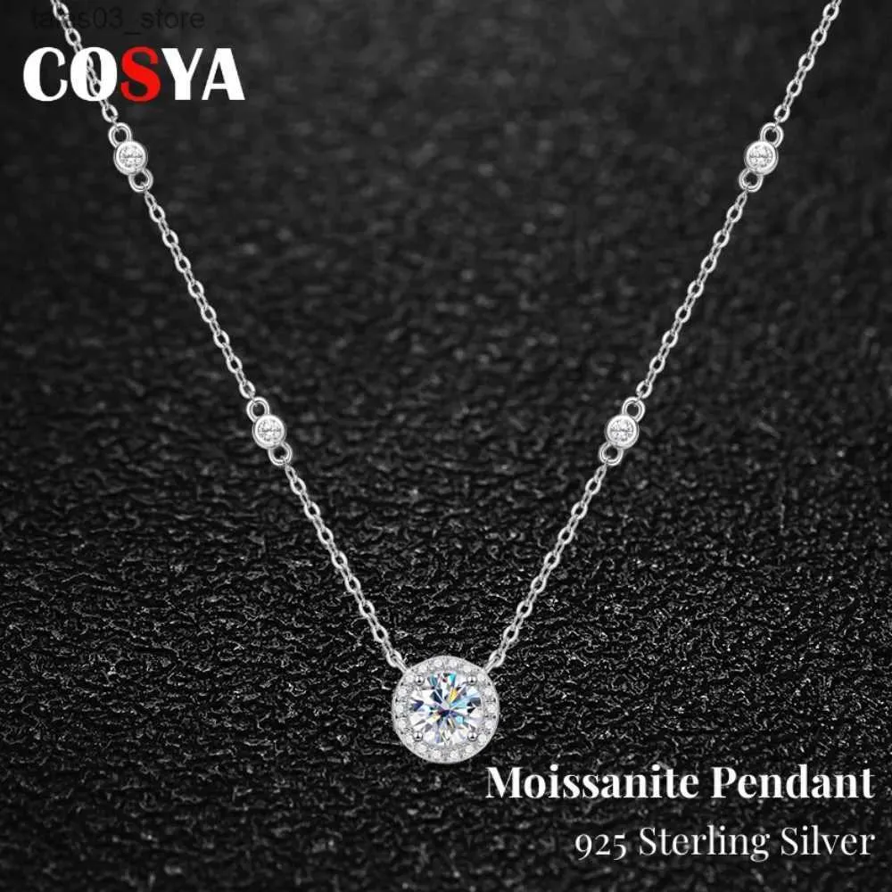 Pendant Necklaces COSYA 0.5-3ct D couleur Moissanite pendentif collier pour femmes 925 argent diamant colliers bijoux de mariage avec certificat GRA Q231026