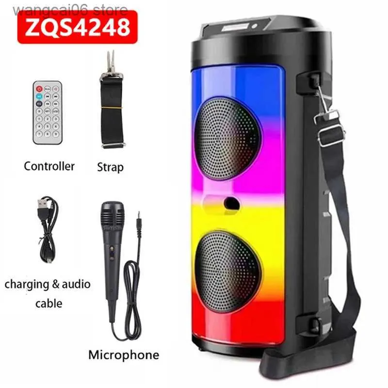 Mobiltelefonhögtalare Portabla Bluetooth -högtalare 30W Wireless Column Big Power Stereo Subwoofer Bass Party Högtalare med Microphone Family Karaoke USB T2310
