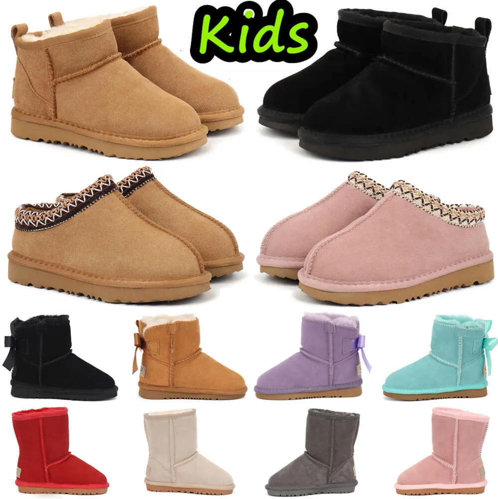 Stivali per bambini Pantofole per bambini Tasman Australia Scarponi da neve per bambini Inverno Bambino Classico Ultra Mini Stivaletti per ragazzi Pelliccia per bambini per ragazze Bambino con fiocchi kgky