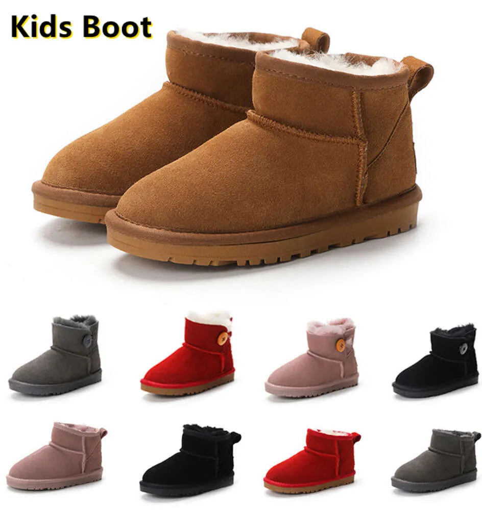 Сапоги, брендовые детские угги, мини-сапожки, детские мини-сапожки, зимняя теплая детская плюшевая обувь для маленьких мальчиков, размер EU22-35