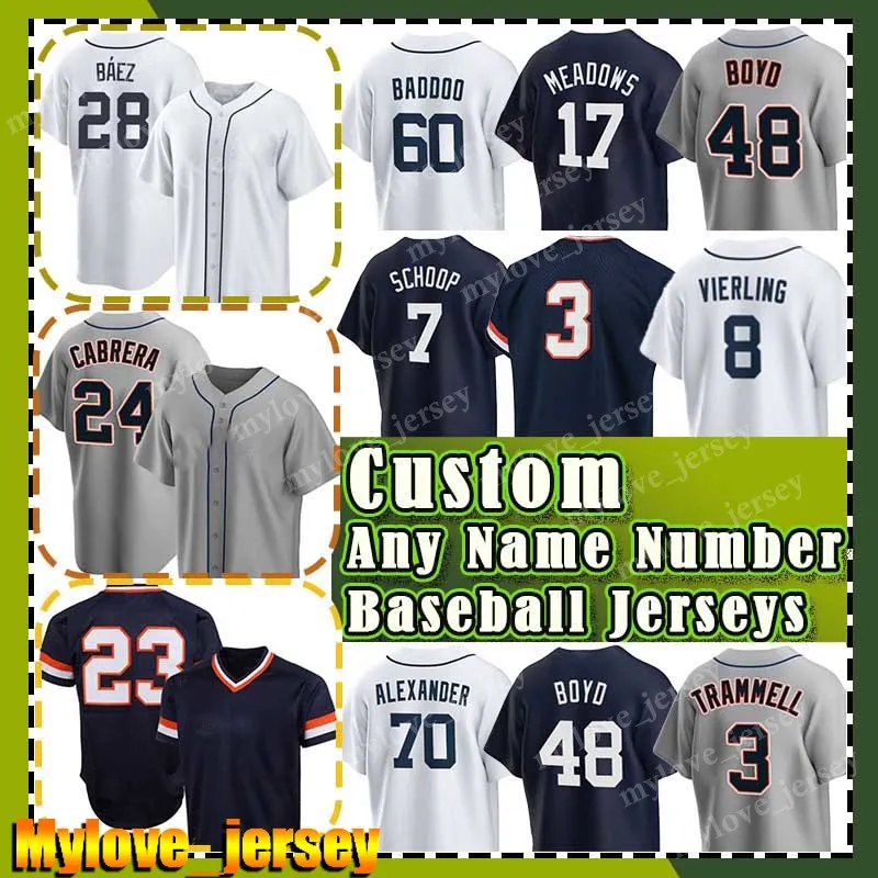 Miguel Cabrera Javier Baez Jersey Baseball Matt Vierling Jonathan Schoop Michael Lorenzen Alan Trammell Detroit Alex Wood Matthew Boyd Alex Lange Riley Greene