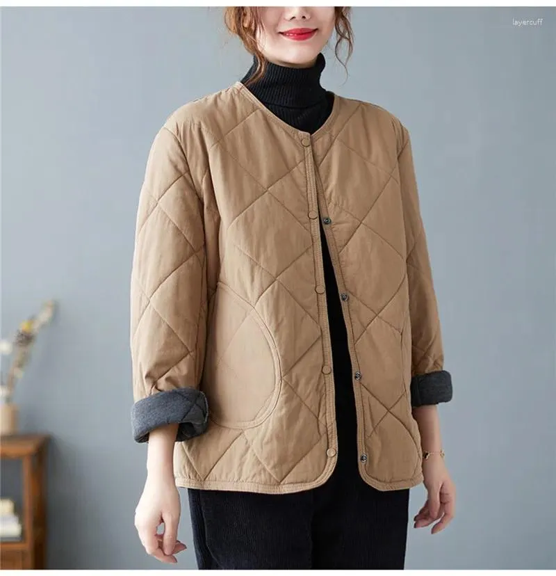 Damen-Grabenmäntel 2023 im japanischen Korea-Stil, dünne, leicht gepolsterte Baumwolle, Vintage-Herbst-Winter-Down-Mode für Damen, lässige Oberbekleidung