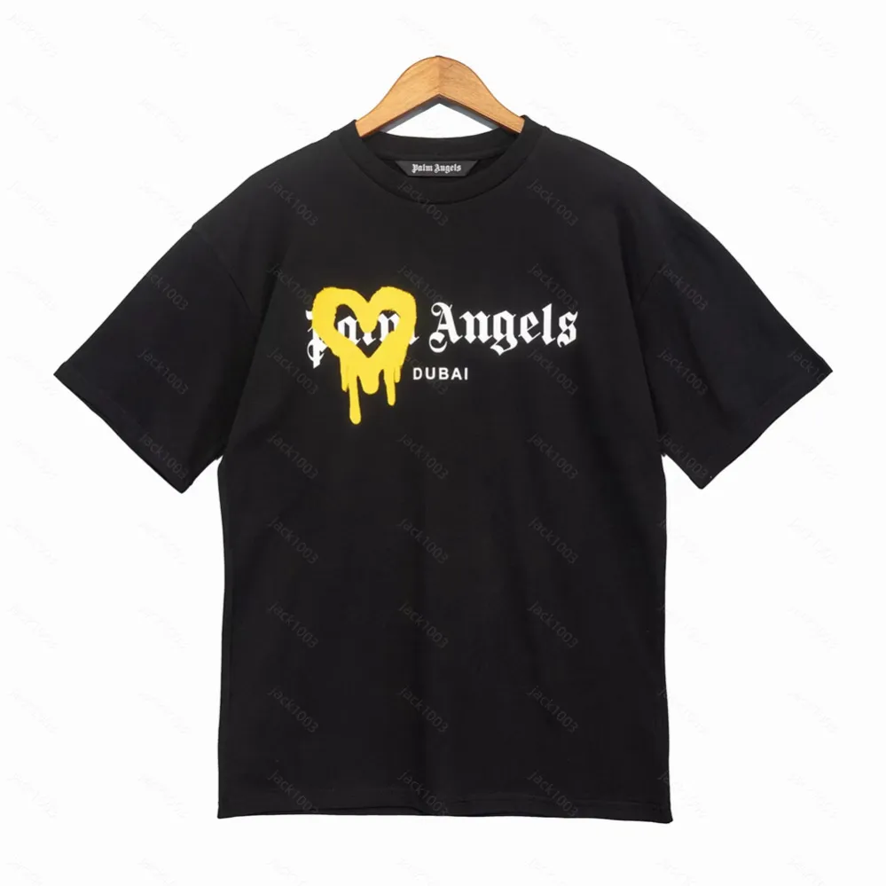 Palms t skjortor 23SS Letter Palm Angel PA LOGO LOOSA CASUAL UNISEX RUND NECK KORT SLEEVE MEN Kvinnor Lovers Style pojkvän Present T-shirt Angels 2082 FBV