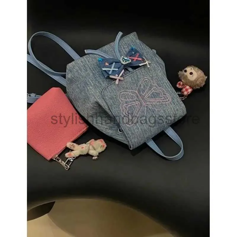 Style Sacs à dos Mini sac à dos décontracté en denim pour filles Vintagestylishhandbagsstore pour femmes