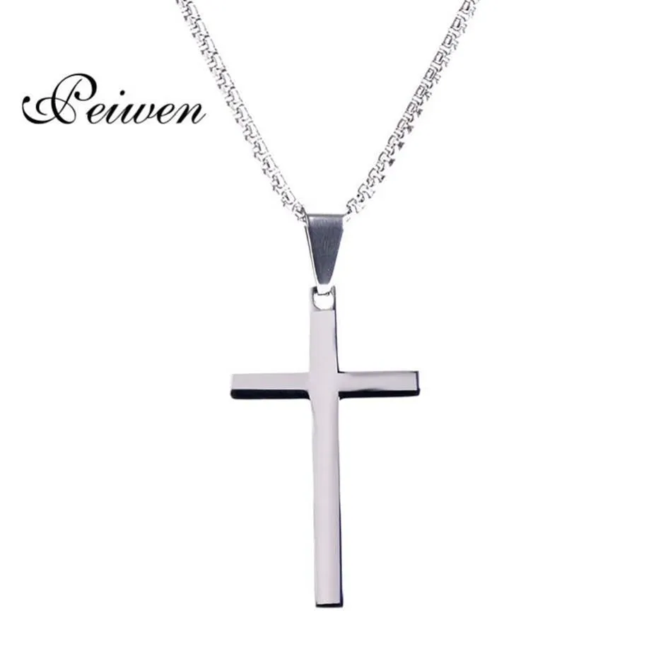 Anhänger Halsketten Jesus Kreuz Halskette für Männer Frauen Edelstahl Box Ketten Christian Kruzifix Silber Farbe Glück Gebet Jewel260B