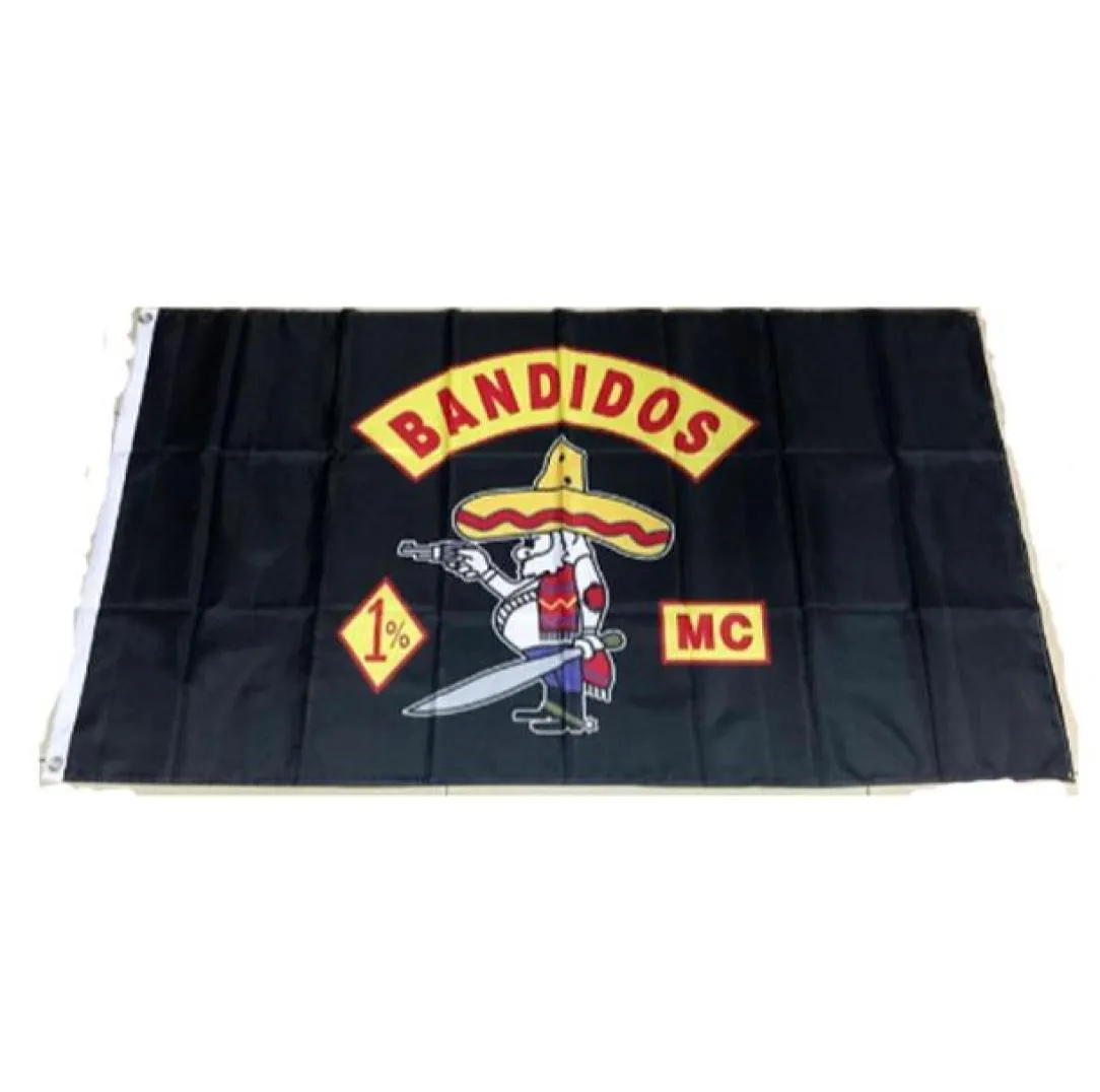 Bandidos mc 3x5ft vlaggen 100D polyester banners binnen buiten levendige kleuren hoge kwaliteit met twee koperen doorvoertules3252233