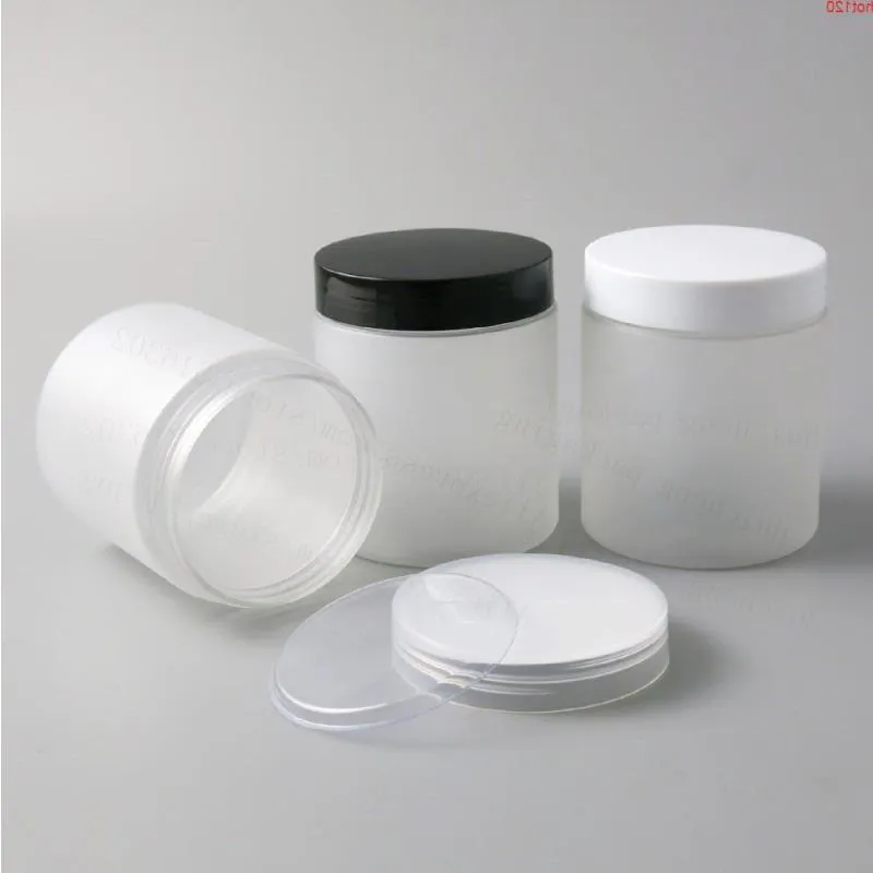 20 x 250g 250ml Frost PET Jars Recipientes com tampas de plástico de parafuso 250cc 833oz Vazio Transparente Creme Cosmético Embalagemgood Ldcbw