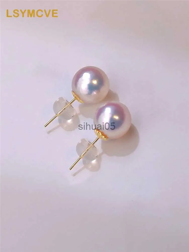 Stud Real 18K Gold 7-8mm Natural Pearl Fashion Earrings AU750 Pure Ear Studs For Women Gifts Exquisite Original smycken YQ231026