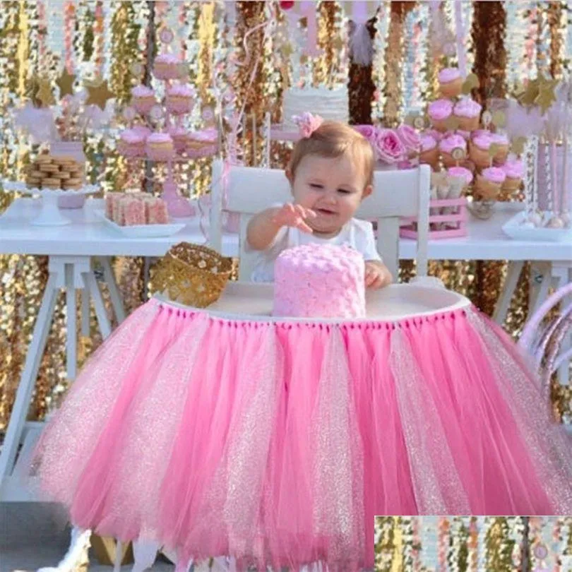 Table Skirt Tle Skirts Baby Shower Party Decoration Tutu High Chair Supplies Event Desk Er 201007 Drop Delivery Home Garden Textiles C Dh0Sn