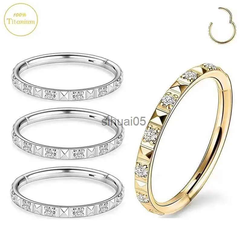 Stud G23 titanium septum piercing näsring cz gångjärn segment klickare öronbroskörhängen mode bröstvårtor smycken 16g yq231026