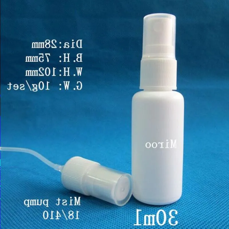 100 2 uppsättningar/parti 30 ml sprayer pump tomma flaskor, 30cc/1 oz liten plast parfym spray flaska qkfhj