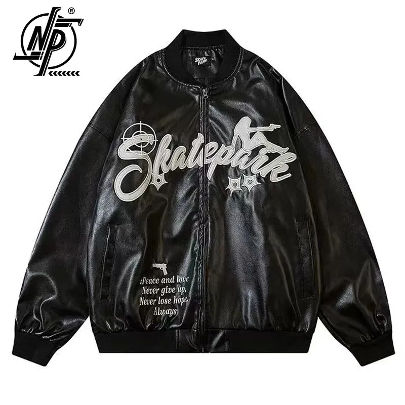 Men's Leather Faux Leather Embroidery Leather Jackets Men Women Racing High Street Autumn Oversized Y2k PU Baseball Coat Harajuku Vintage Outwear Couple 231026