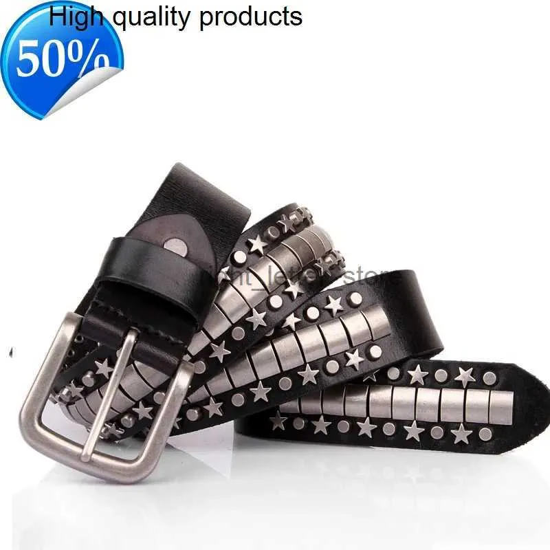 Cinturones 3,8 cm piel de vaca cinturón de cuero genuino hebilla de Metal hombres hombre ancho cuero de vaca Hiphop Rock s para Ceinture negro YQ231026