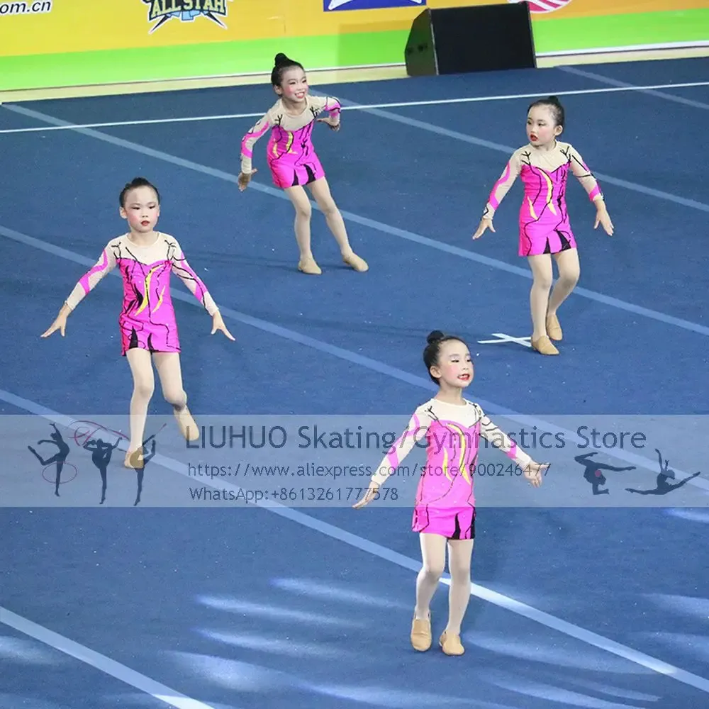 Cheerleading Girls Kids Teamwear Uniforms Dance Competition Women Rhythmic Gymnastics Waltz Accessori Skating Dress 231025