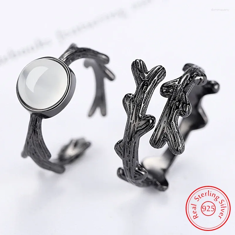 Cluster Ringe Hohe Qualität Geschenk Schmuck Dame Mode Opal Schwarz Pflanze 925 Sterling Silber Paar Für Männer XY0369