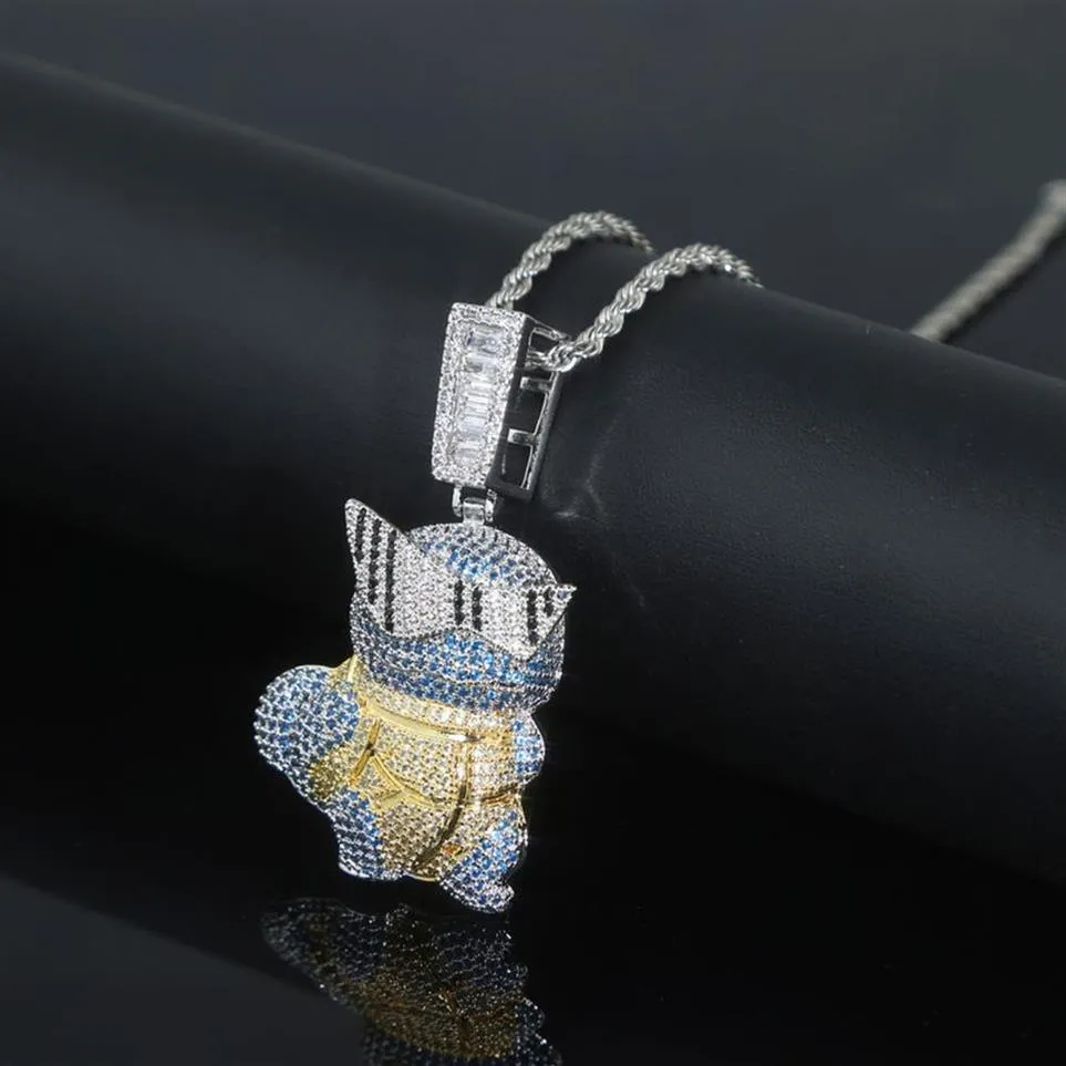 Iced Out Bling Cz Cute Turtles Pendant Necklace Micro Pave Cubic Zircon Mens Fashion Hip Hop Punk Jewelry230h