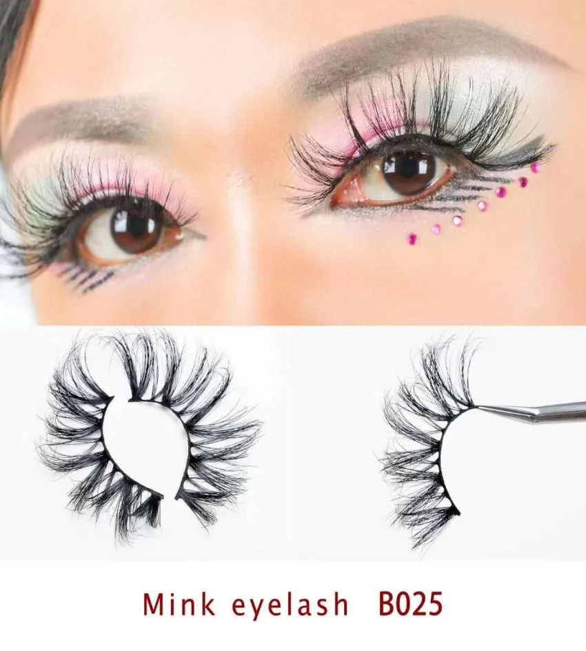 25 mm fransar 3D Soft 100 Mink Hair False Eyelashes Long Wispies Multilayers Fluffy Eye Lashes Extensions Handgjorda Makeup Återanvändbar 8567289