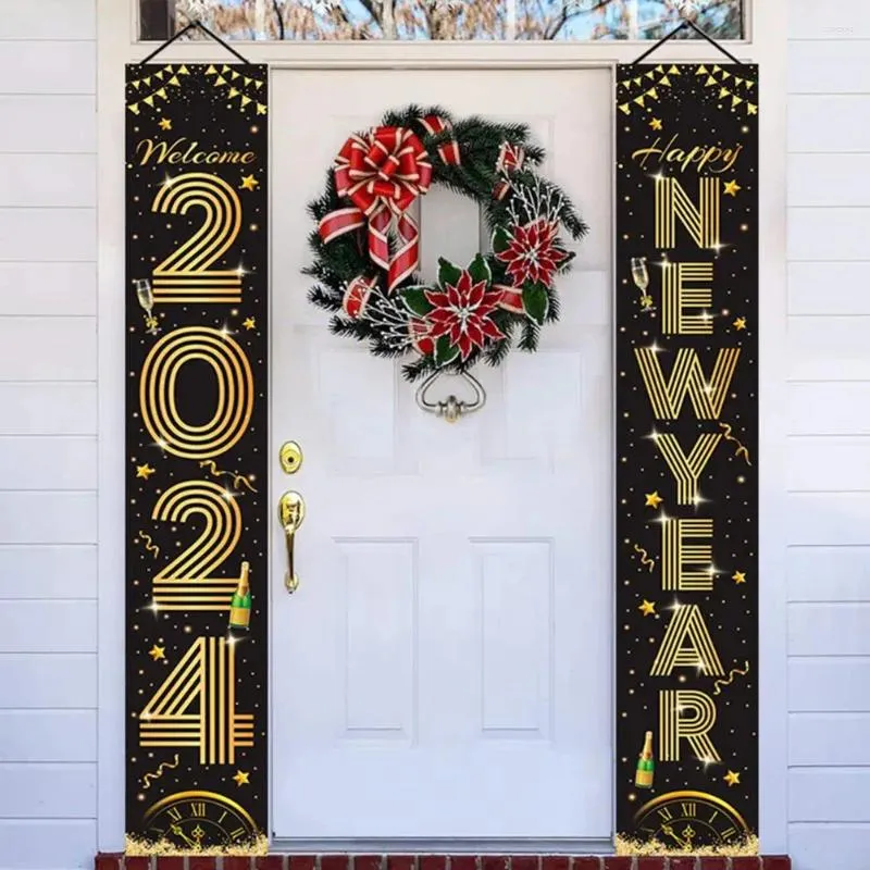 Decorazione per feste Banner per 2024 anni Design squisito con cordino Decorazioni sospese resistenti allo sbiadimento per porte e tende Festeggia con stile