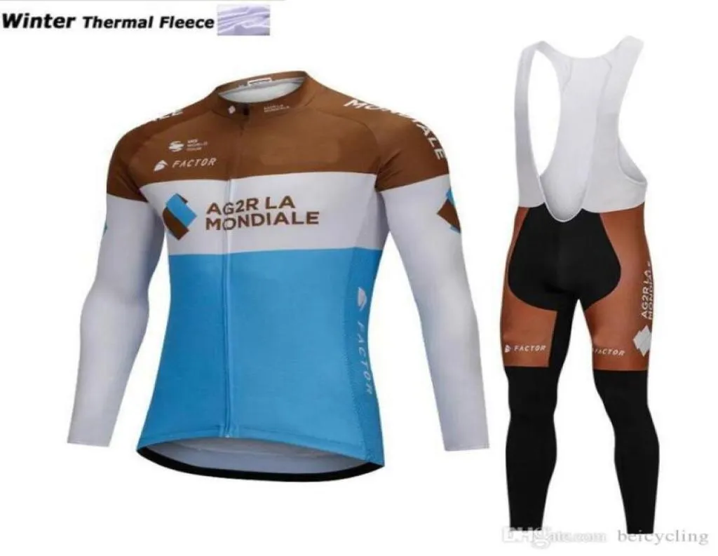 2018 Maillot de cyclisme en polaire thermique à manches longues et pantalons à bretelles de cyclisme Kits de cyclisme Sangle Ciclismo bicicletas VTT Vêtements de sport B181102124886