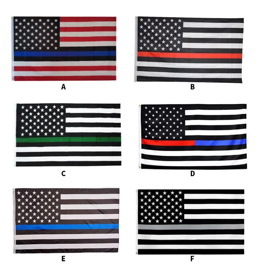 Amerikan Polis İnce Mavi Hat Bayrağı 3x5 Yüksek Kaliteli Polyester İlk Yanıtlayıcı Kırmızı Yeşil Gri Bayraklar ABD Polisforce Banner1587947