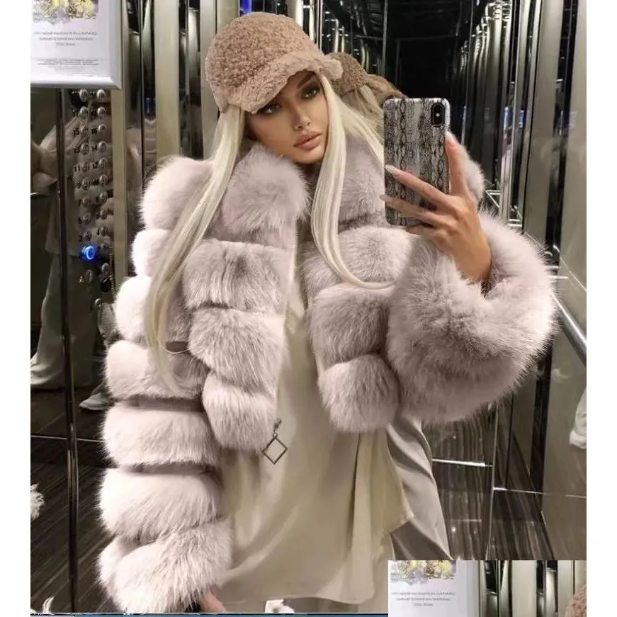 Women'S Fur Faux Womens Plus Size Big Yards Manufacturer Coat Mitation Fox Short Asian Size. 2-3 Sizes Larger Than Usual Is Drop D Dhvkw