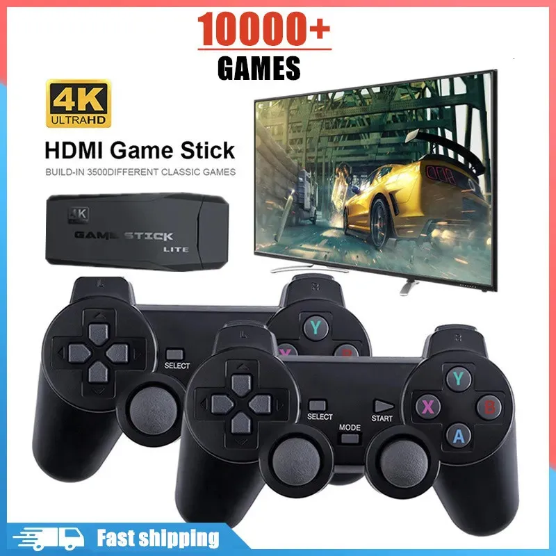 Contrôleurs de jeu Joysticks M8 Console de jeu vidéo 2.4G Double contrôleur sans fil jeu Stick 4K 10000 jeux 64GB 32GB jeux rétro pour PS1/GBA garçon cadeau 231025