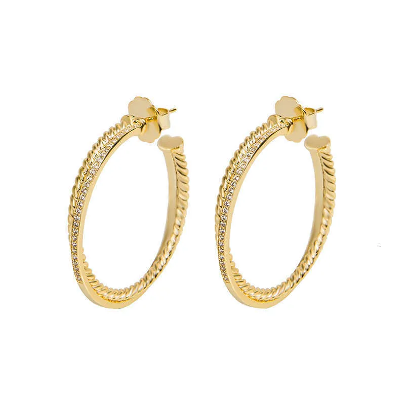 DY Boucles d'oreilles Designer Bijoux de luxe Top bijoux populaire câble circulaire bouton fil incrusté de zircon diamant grandes boucles d'oreilles accessoires classiques cadeau de Noël