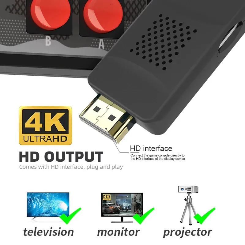Y2HD Gaming Joystick Console 4K Retro Game Stick with Built in 2300 Games for NES Classic TV Console