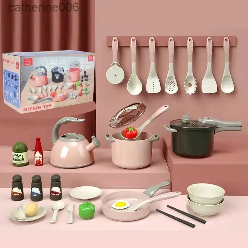 Küchen Spielen Essen Kinder Spielen Küche Set Pretend Spielen Kochen Spielzeug Set Küche Spielzeug Spielset Für Kleinkinder Spielzeug Töpfe und Pfannen Für Kinder KitchenL231026