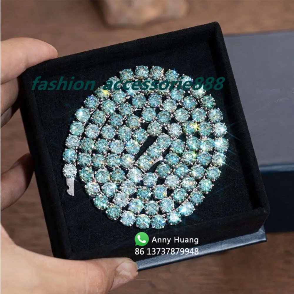 2023 Hot Koop GRA gecertificeerd pass diamant tester 3mm 4mm zilver 925 tennis collier groene moissanite ketting