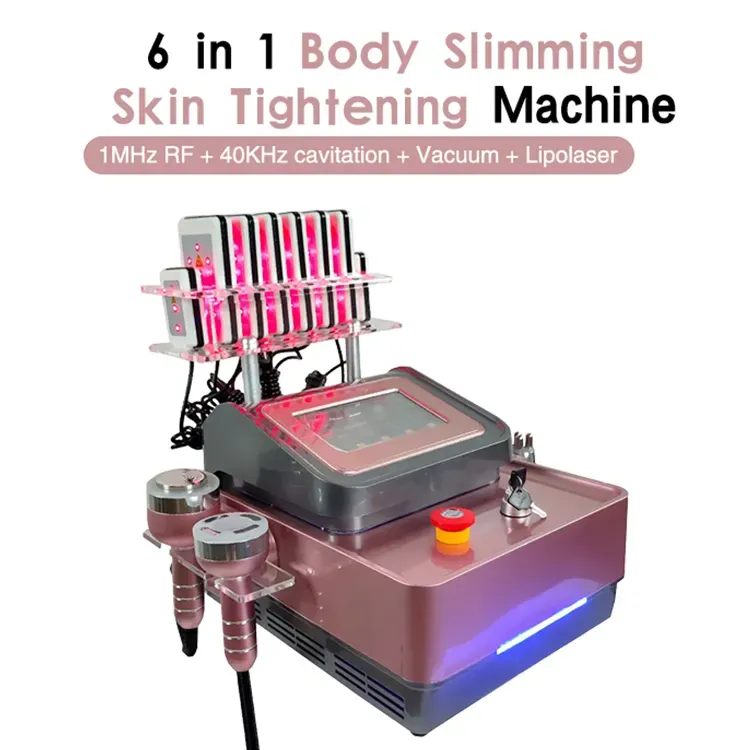 6 in 1 rf ultrasonic lipo laser pads body contouring fat burning 40k cavitation slimming machine.