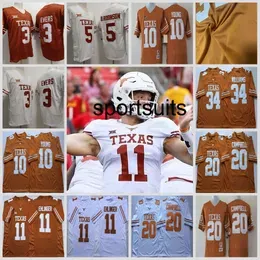 NCAA Vintage Texas Longhorns College Football Jerseys 10 Vince Young 34 Ricky Williams 20 Earl Campbell University Football Shirts S-3XL