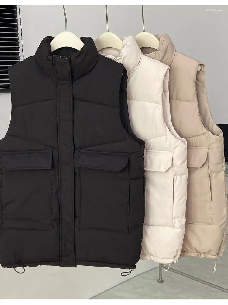 Gilets pour femmes Molan surdimensionné hiver femme gilet chaud coréen mode streetwear col montant fermeture éclair épaisse veste femme élégant vêtements d'extérieur