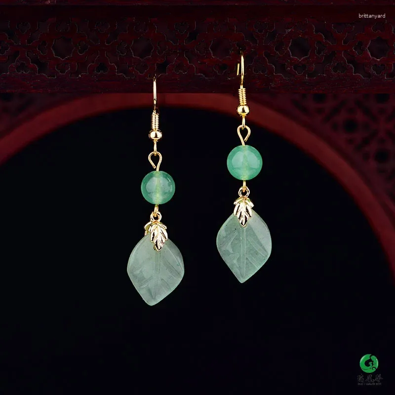 Dangle Earrings Retro Temperament Light Green Translucent Dongling Yu Lotus Leaf Pendant Fresh Simple Jewelry Hanfu Accessories