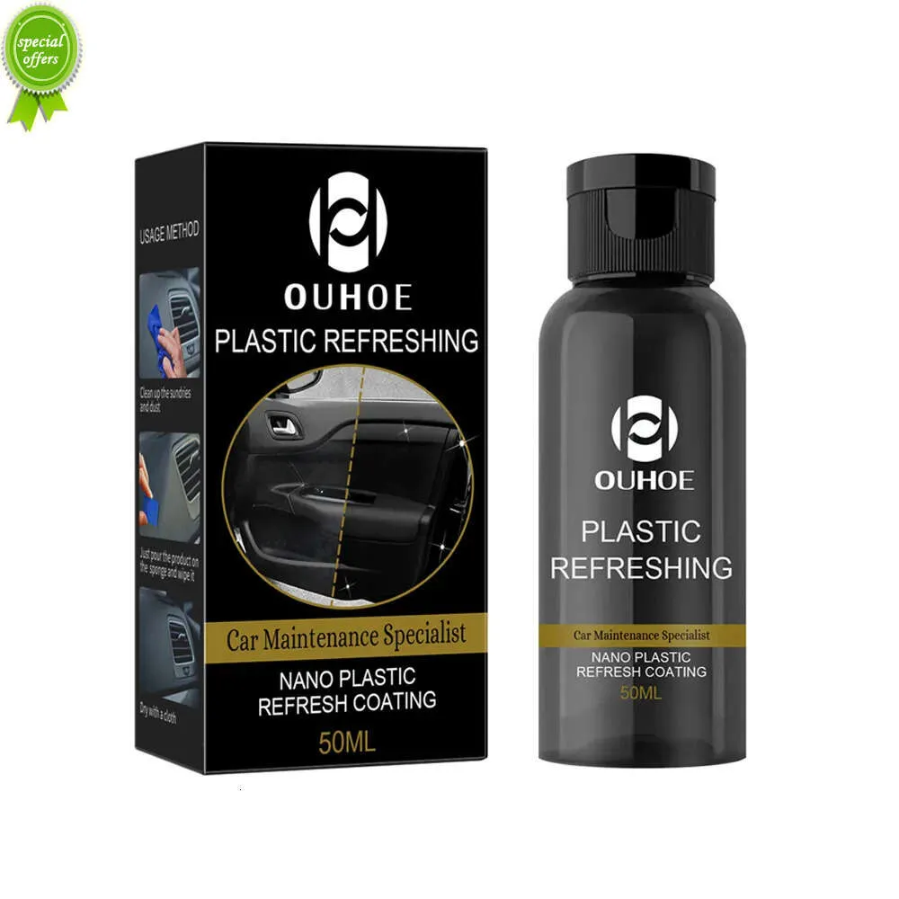 Agente de revestimento revitalizante de plástico, 30ml/50ml, agente de remodelação de carro com esponja, peças de plástico, agente de remodelação para carro facilmente