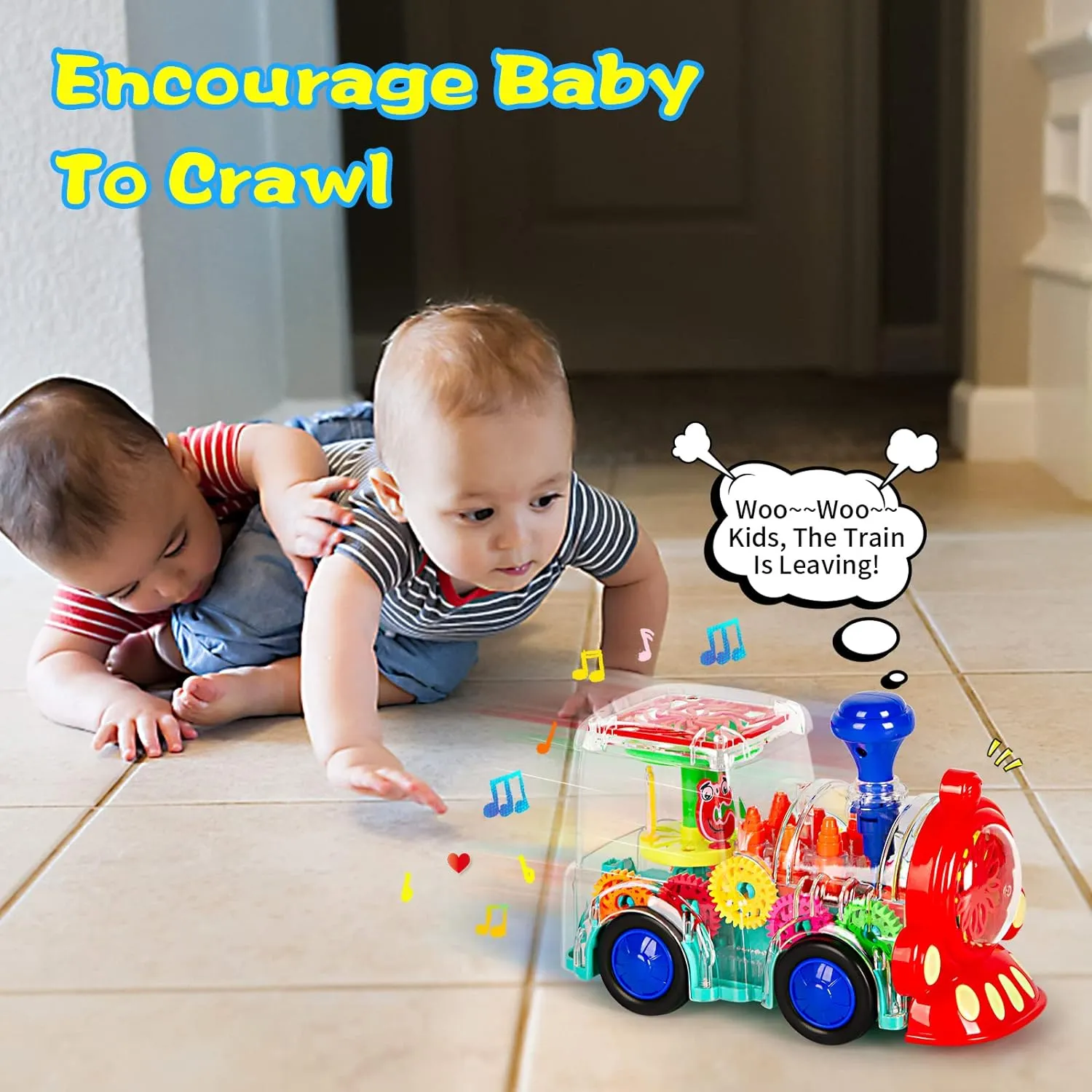 Light Up Train Toy Battery Powered Train Crawling Toys Gifts For Boys