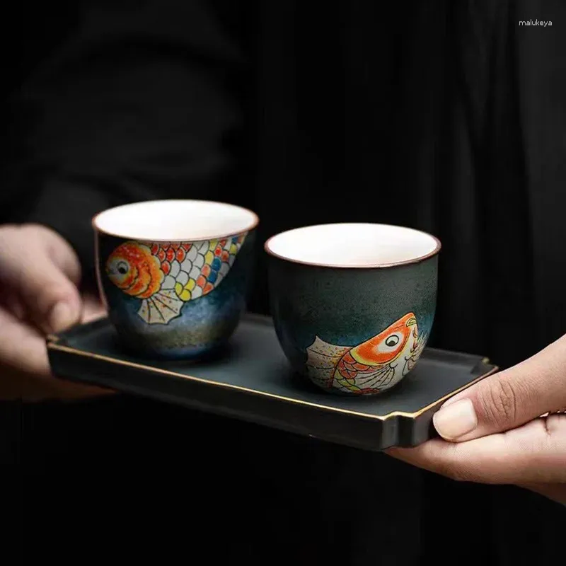 Teaware set National Chao Feng Carp Tea Cup | ugn Ändra liten kopp singel till bricka presentförpackning keramiska gåvor