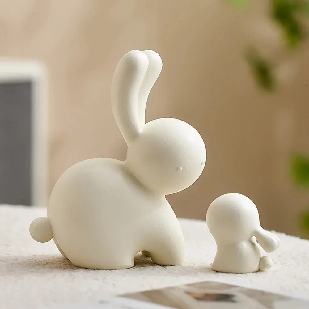 Decorative Objects Figurines Modern Room Decor desktop Figurine Rabbit Christmas Funny Gifts Bookshelf Home Decorations Animal Figure Sculptures 231026