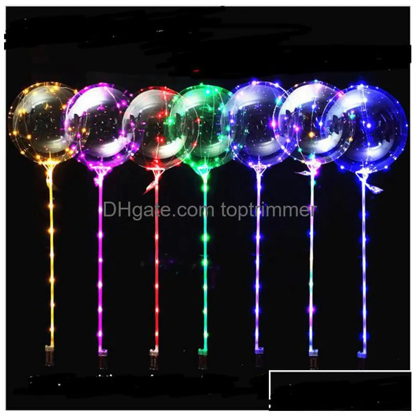 Balão LED Iluminação Luminosa Transparente Bobo Bola Balões Com 80cm Pólo Corda Xmas Decorações de Festa de Natal Drop Delivery Brinquedos Dhizh