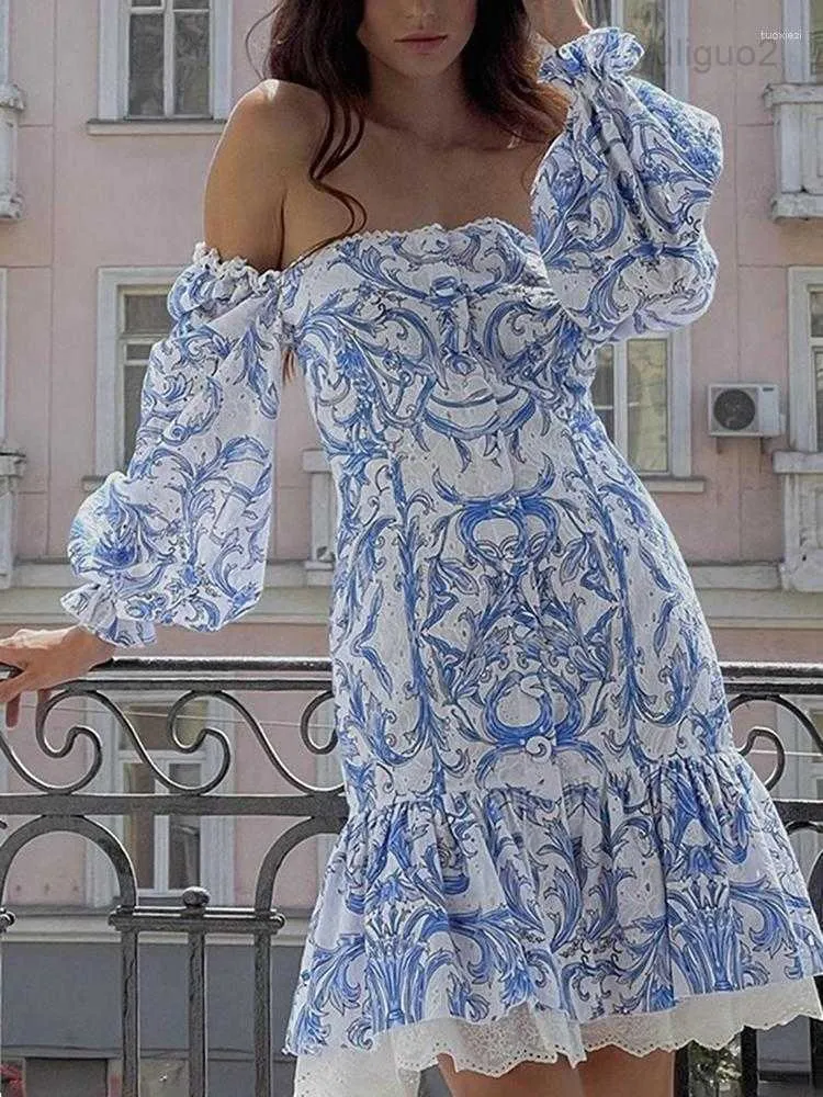 Casual Dresses GypsyLady Floral Elegant Chic Mini Dress Off The Shoulder Summer High Street Sexy Hollow Out Women Party Holiday Ladies