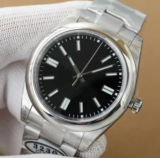 7 Typów Czyste fabryczne męskie zegarki luksusowe 3640 mm Rozmiar V11 Automatyczny srebrna obudowa czarna tarcza Sapphire Oyst ETA3230 Waterproof Watch 904L Oryginalne zapięcie z pudełkiem