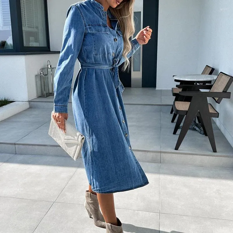 Uneven Hem Diy Step Hem Jeans Elegant Denim Dress Women's Spring