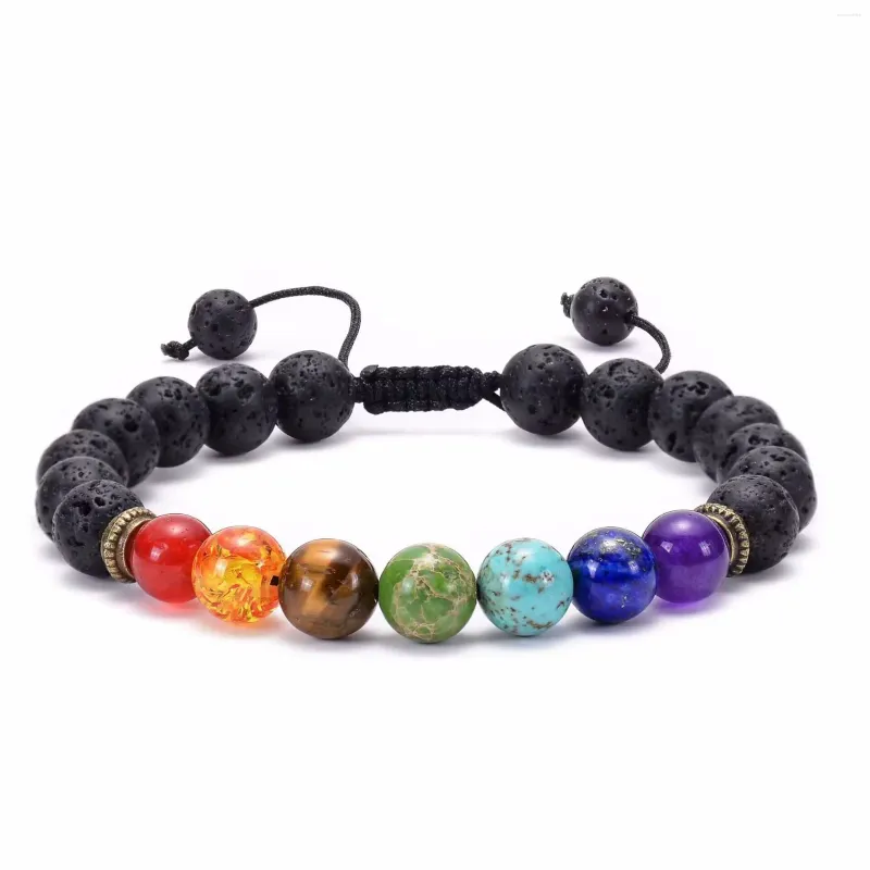 Charme pulseiras ágata natural fosco vulcão pedra pulseira tratamento energia colorido yoga tecelagem para homens e mulheres jóias