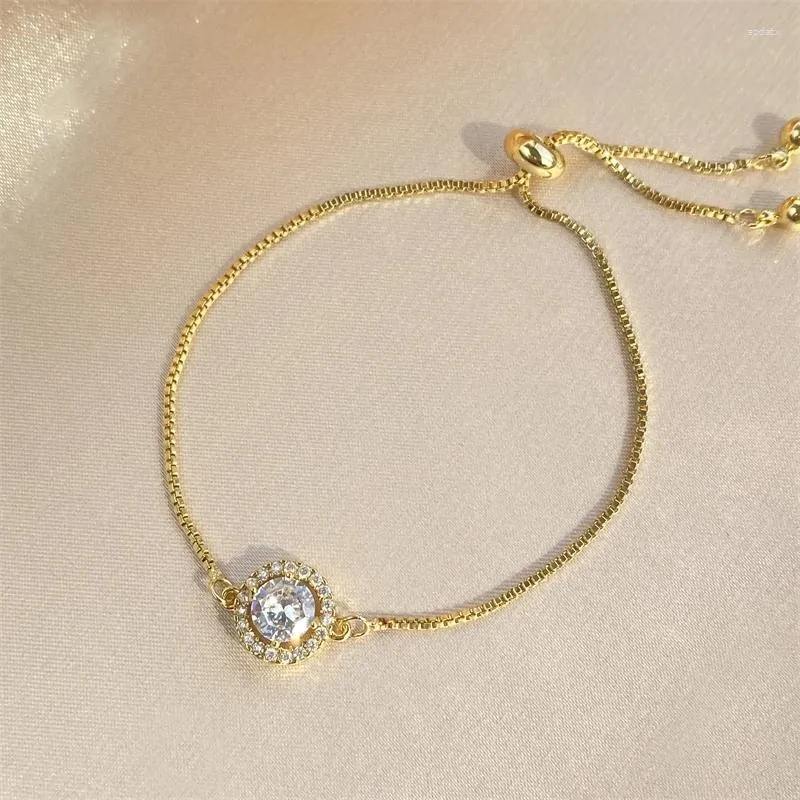 Браслет UILZ, круглый геометрический браслет с кубическим цирконием, браслеты-цепочки для женщин, роскошный блестящий белый браслет с кристаллами циркония, ювелирные изделия для свадебной вечеринки
