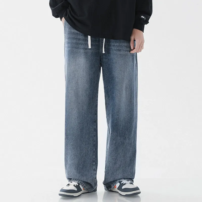 Pantaloni da uomo Jeans casual da uomo Autunno Inverno Sport con tasca da uomo Tubo dritto elastico in denim lungo da esterno